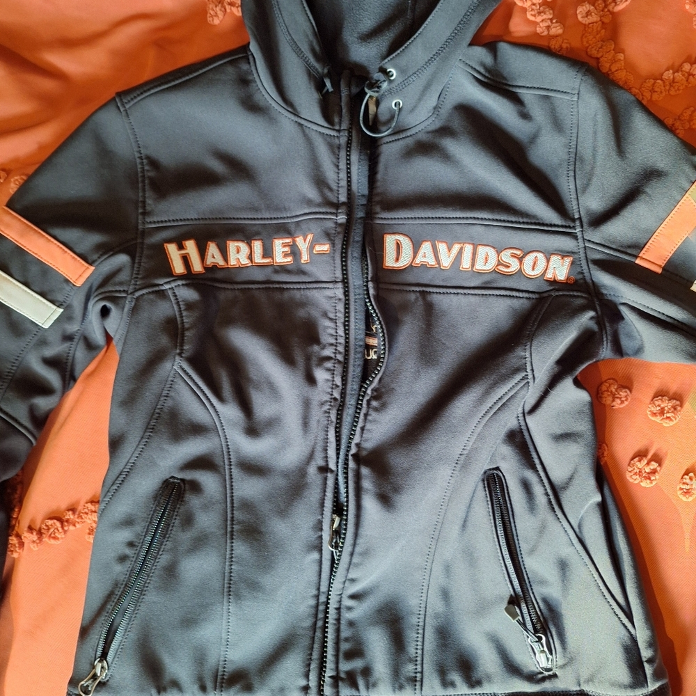 Harley-Davidson Black Jacket with Orange Accents Small